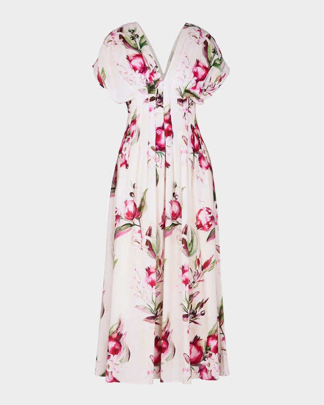 Sonya Pleated Floral-Print Maxi Dress